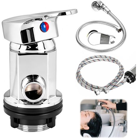 Mitigeur de douche 1/2", mitigeur monocommande pour caravane et douche extérieure, chaud et froid avec douchette, également pour coiffeurs et lavabos, inoxydable et facile à monter (1/5)
