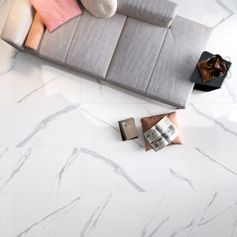 Carrelage sol/mur effet marbre blanc CALACATTA CALMA Mat int/ext l.60 x L.120 cm CERALUX (1/5)