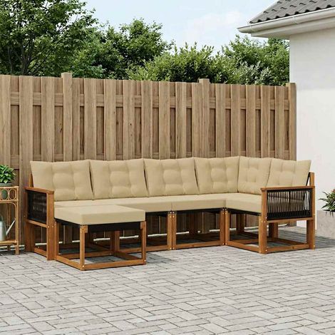 vidaXL Ensemble de canapés d'extérieur 6 pcs Naturel et Beige (1/5)