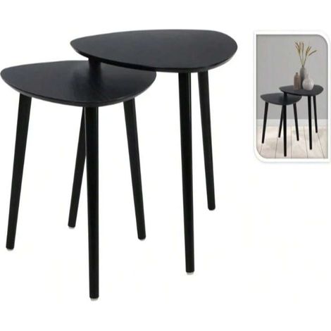 Table d'appoint lot de 2 tables noires, meuble d'appoint moderne, petite table de salon ou chevet, ensemble pratique pour intérieur