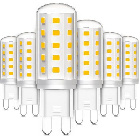 Bombillas LED G9, 3W equivalentes a lámparas halógenas de 30W, luz blanca cálida 2700K 380LM sin parpadeo AC/DC 220-240V para dormitorio, sala de estar, cocina y jardín, no regulables, paquete de 6 (1/3)
