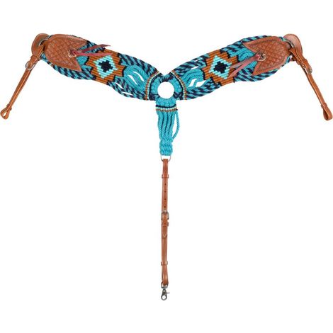 taglia unica, marrone Oliato: Pettorale western modello Desert Sky in pelle bovina conciata al vegetale con intreccio in lana mista (1/4)