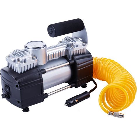 12 V Gonfleur de pneu - Heavy Duty double cylindres Direct Drive Métal Pompe à Pression maximale, Compresseur d'air avec pince de batterie et extension de 5m Tuyau d'air, SUV/camions/Vans/RV (1/5)