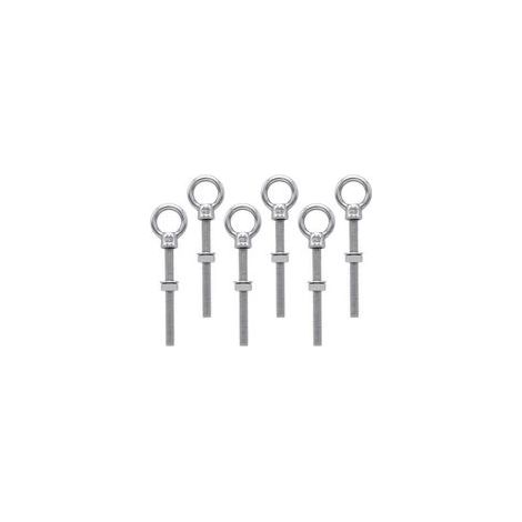Boulons à oeil M8 x 80 mm Vis à Anneau M8 avec filetage métrique en acier inoxydable pour Fixation et Suspension, 6 pièces