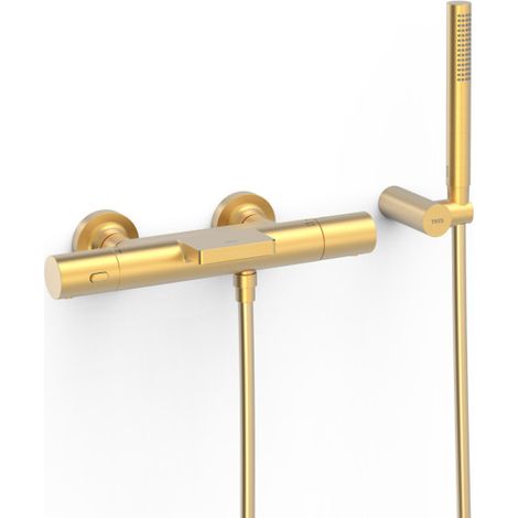 Robinet thermostatique mural pour baignoire et douche Or Mat 24K OVER-WALL - TRES 19017428OM (1/2)