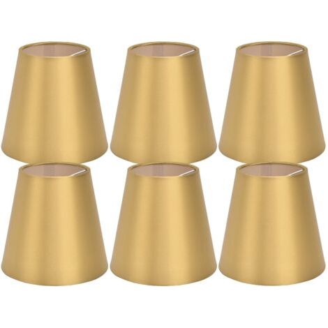 6 pièces E14 abat-jour tissu abat-jour lampe de Table plafonnier abat-jour pour chambre salon or PX153 (1/5)