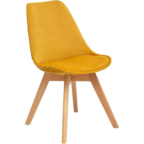 Créateur d'Intérieur - Chaise Baya Retro Grise - Tissu et Hêtre - Salle à manger, Cuisine, Bureau, Salon - Coussin intégré confortable (1/5)