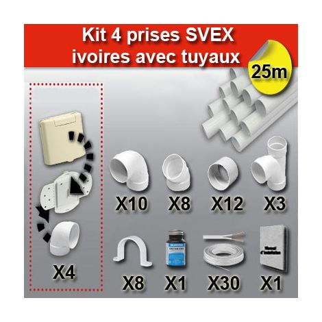 Ensemble 4 prises SVEX avec tuyaux - couleur au choix - amande