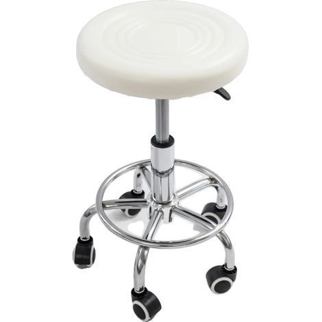 Tabouret de bar, hauteur réglable, design pivotant confortable, Blanc (1/2)