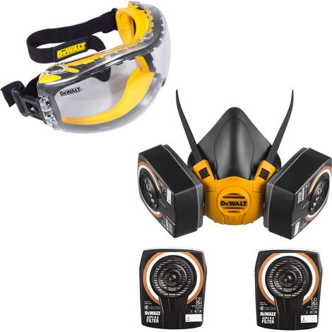 Dewalt Half Mask Respirator Face Mask Large + Extra A2P3 Filters + Goggles (1/5)