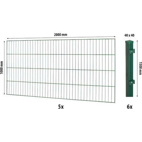 Classic ES-Mattenzaun-Set 1000 L=10m,grün,mit Pfosten Classic