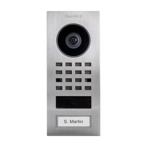 Interphone vidéo inox D1101V – IP65 – WiFi – Vision nocturne HD 1080p – Détection mouvement 6m – Installation facile par PoE – Doorbird (1/3)