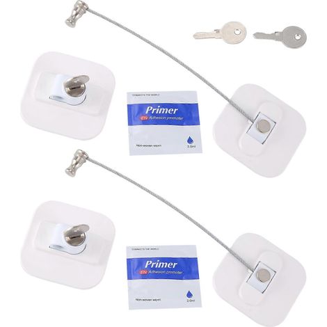 Mini verrou de réfrigérateur avec clé, convient aux adultes, pour portes de réfrigérateur et d'armoire (blanc, lot de 2). (1/4)