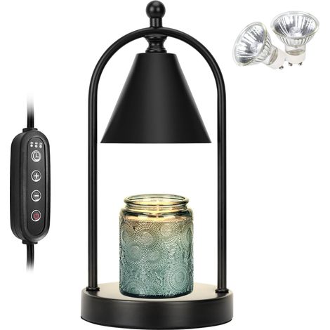 Lampe Réchauffante de Bougies avec Minuterie, Lampe Électrique de Réchauffage de Bougies Noir pour Chambre à Coucher, Réchauffeur de Cire Dimmable en Tant que Lampe de Chevet pour Décoration Maison, C (1/5)
