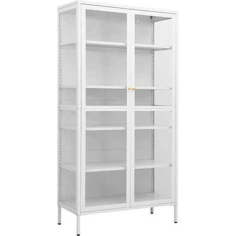 Maison Exclusive - Vetrina Bianca 90x40x180 cm in Acciaio e Vetro Temperato