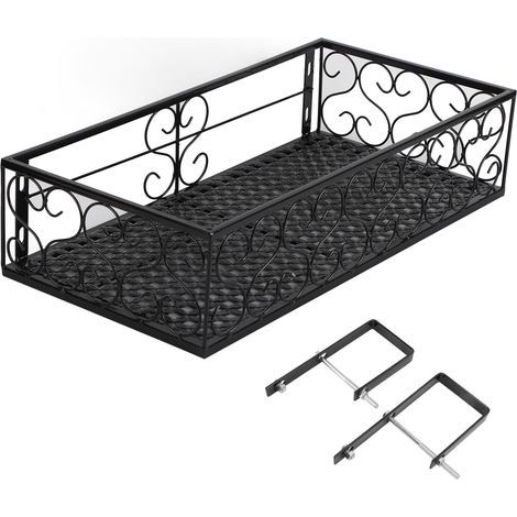 Balcony flower stand, hanging pot hanger, wrought iron fence, indoor window sill, succulent shelf suitable for 6.5cm railings (1/5)