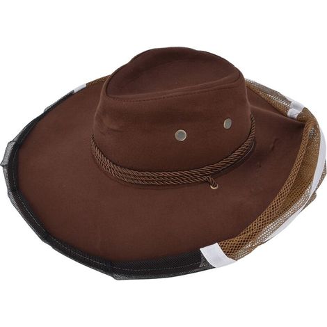 Chapeau de Cowboy d'apiculteur resserrant la conception chapeau de voile d'apiculture en maille respirante pour les apiculteurs pêcheurs chasseurs campeurs (1/5)