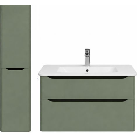 Mueble de lavabo de pared VITRA Sento Round de 120 cm en verde mate + columna izquierda (1/5)