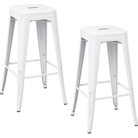 2er-Pack stapelbare Industriehocker aus Stahl, mittelgroß, 43 x 43 x 76 cm, Thinia Home