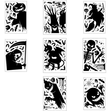 Decal Fenetre Halloween - Double Face - Pour Vitre Miroir Porte Temporaire - 8 Motifs - Lot de 1 (1/5)