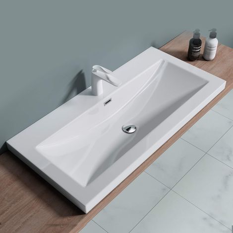 doporro Lavabo Incasso, Lavabo Sottopiano da Marmo Fuso 100x48x13cm Lavandino Bagno Colossum01 (1/5)