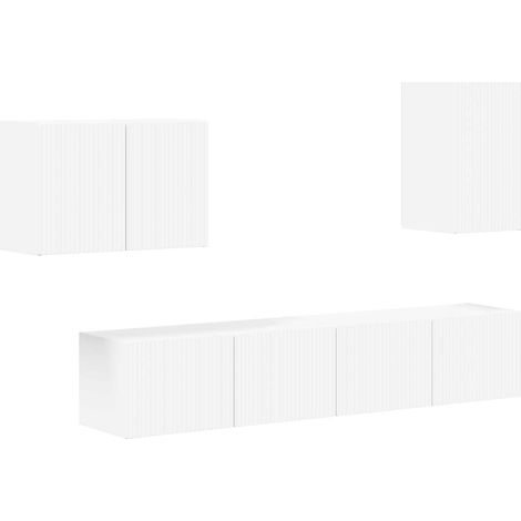TV-Wandregal-Set Wandmontiert 4 pcs Weiß Holzwerkstoff vidaXL