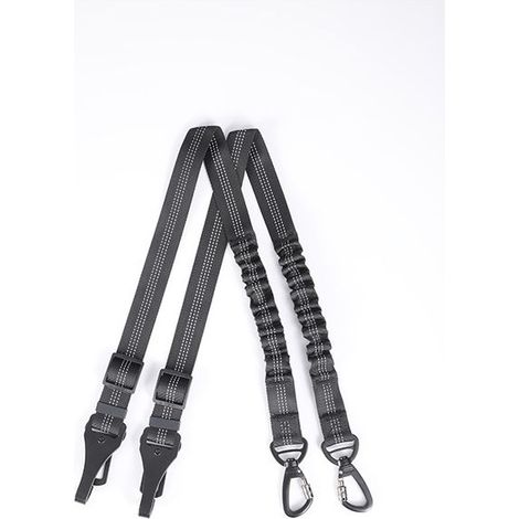 Ceinture Sécurité Chien Voiture, Laisse Chien réglable de Longueur avec D'absorption des Chocs Barre de Verrouillage de Sécurité pour Tous Les Animaux, Chats et Chiens - Nylon Noir - 2 Pièces (1/5)
