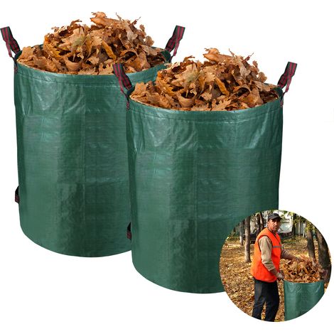 Wolketon Gartensack 2X 272L Laubsack Gartenabfallsack XXL Garten Tasche Rasensack mit Griffen Reißfest Wiederverwendbar