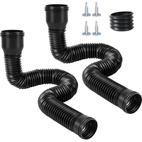 Lot of 2 Extensions de Tuyau de Descente de Gouttière, Rallonge de Tuyau de Drainage d'eau de Pluie de 47 à 150 cm, Connecteur De Vidange Bec Gouttière Extensible Rétractables Flexibles, Noir (1/5)