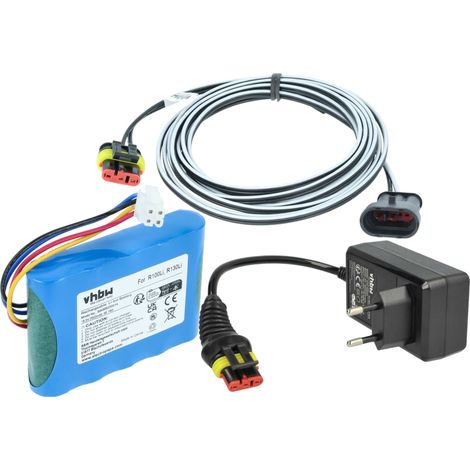 vhbw 1x Alimentation, 1x Batterie 2600 mAh, 1x Câble basse tension 3 m remplacement pour Husqvarna 589 58 62-01, 584 85 28-02 pour tondeuse à gazon