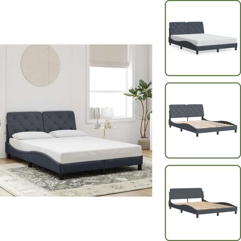 Cuscino testiera - vidaXL Giroletto senza Materasso Grigio Scuro 140x190 cm Velluto - Velluto