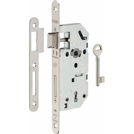 Serrure encastrable pour porte d'intérieur monomax nf têtère acier nickelé (1/3)