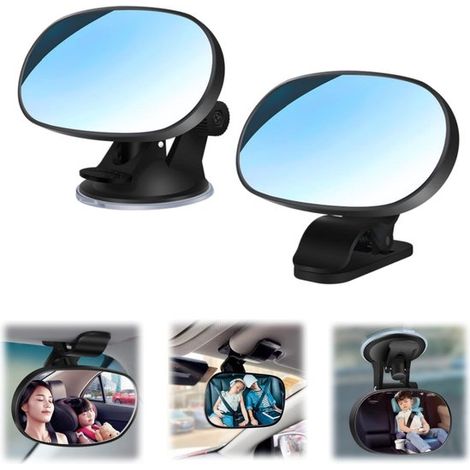 Miroirs de voiture lot de 2 - rétroviseurs grand angle réglables à ventouse pour SUV et camion, 12 x 6,5 cm (1/5)