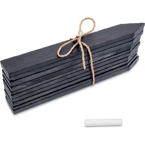 Etiquetas de pizarra para plantas - Marcador de plantas de 20 x 3 cm - Paquete de 10 etiquetas para jardín o balcón para plantas, verduras y flores - Etiqueta con tiza