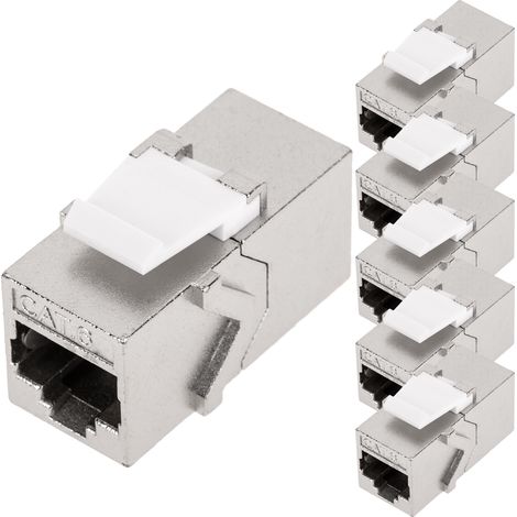 BeMatik - Coupleur Keystone RJ45 femelle vers femelle Cat.6 FTP pack de 6 unités (1/5)
