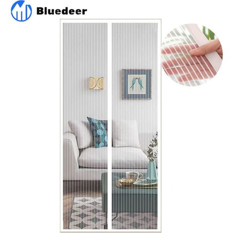 Zanzariera magnetica per porte, 120x210 cm, tenda antizanzare per porte, bianca, a maglia ultra fine, per corridoi, porte, patii, con chiusura automatica -Crezuo
