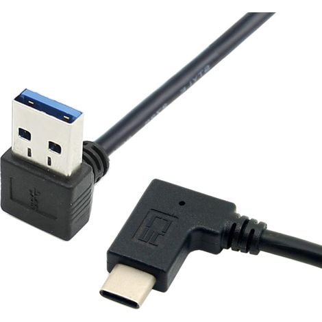 20 cm mâle réversible USB 3.1 USB-C coudé vers USB 3.0 câble de données coudé à 90 degrés vers le bas pour Macbook et tablette et téléphone portable (1/5)