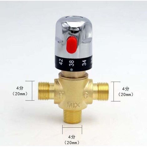 Robinet thermostatique tout cuivre, mitigeur eau chaude et eau froide, 4 points (DN15) raccordés en cuivre (1/4)