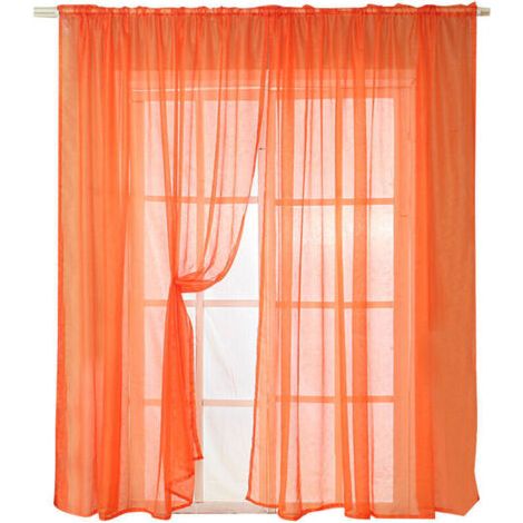 Bardusch - Lot de 2 rideaux transparents de haute qualité pour salon et chambre (orange)