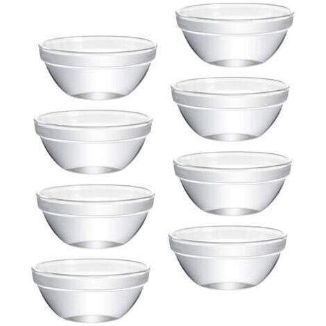 FENOPLASTICAUn ensemble de 8 mini bols en verre transparent de 6 cm, parfaits pour servir desserts, sauces, puddings et dips, pour un usage domestique ou professionnel. (1/5)