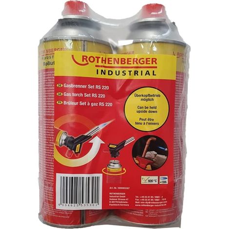 ROTHENBERGER Industrial Gasbrenner RS 220 Set inklusive 2x RoButan Gaskartusche 220 ml - 1000003307 (1/5)