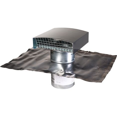 Anjos Ventilation – Sortie de toit VMC double flux finition ardoise Ø 125 mm – Capot en aluminium prélaqué – Joint d'étanchéité inclus