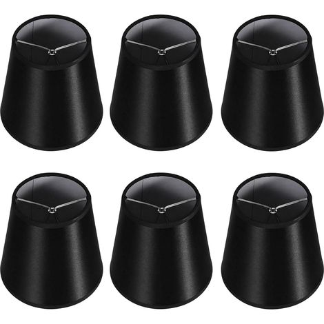 6 x Small Clip-On Lampshades Black Fabric Lampshade for Table Lamp, Lampshade Chandelier with Clip for Bedside Table Wall Lamp Chandelier Candle Holder (1/5)