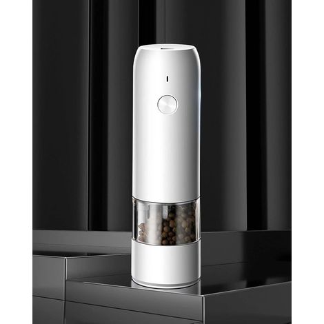 Molinillo eléctrico de pimienta y sal, molinillo de pimienta con molienda ajustable, funcionamiento automático con una sola mano y luz LED para cocina y restaurante. (1/5)