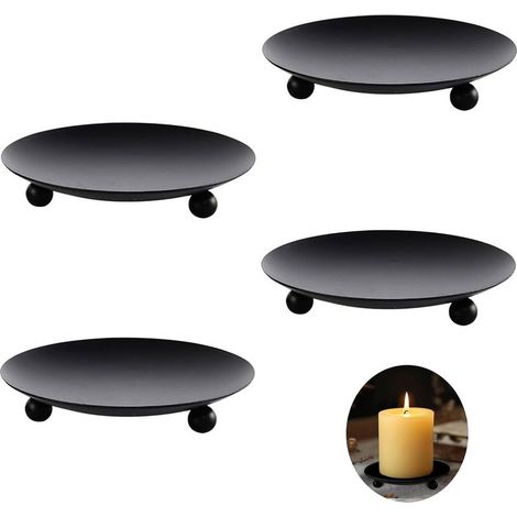 Set di 4 portacandele per candele a colonna, candele da battesimo, candelieri e sottobicchieri: il nero è resistente ed elegante. (1/5)