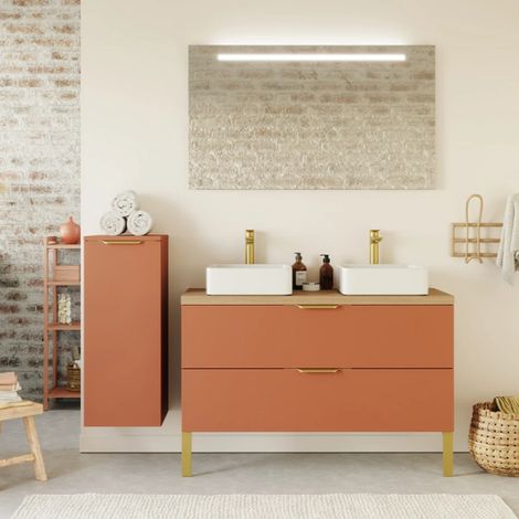 Meuble de salle de bain Elégance 120cm Terracotta - 2 - Posée