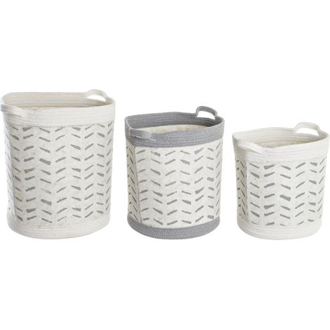 DKD Home Decor Set de panier gris coton 3 pièces (1/4)