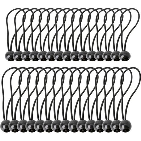 Lntyq 40 Stück Spanngurte mit Kugeln, Planenspanngurte, Kugeln, Planenbinder, verstellbare elastische Bänder für Zelte, Camping, Haushaltsgegenstände, Markisen, Flaggen (1/4)