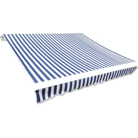 Toile d'auvent,Store extérieur Auvent de rechange,pour balcon,terrasse Bleu et blanc 350x250 cm -FR16641 (1/5)