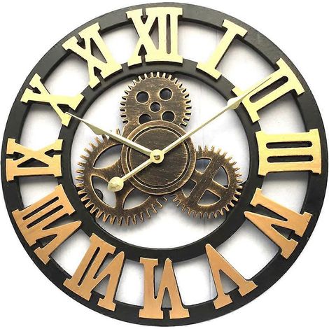 Wanduhr im europäischen Retro-Industriestil mit Zahnraddesign für Zuhause (1/5)